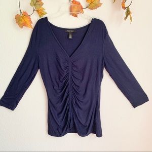 White house black market navy blue blouse